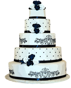 White Wedding Cake With Black Floral Free PNG