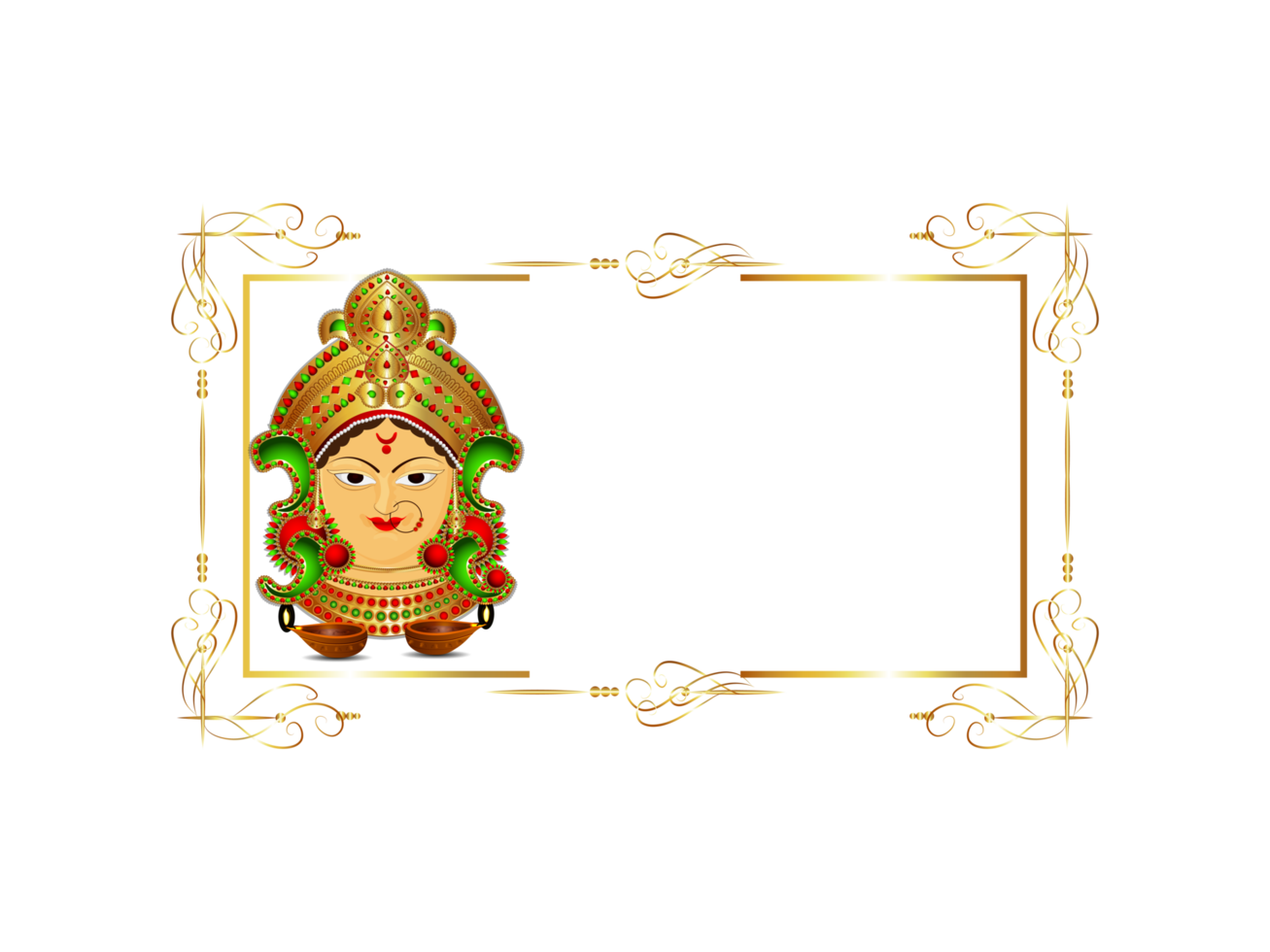 Goddess Durga Face In Ornamental Frame Clipart