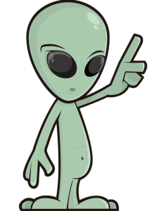 Green Alien Character Pointing Finger Clipart