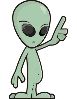 Green Alien Character Pointing Finger Clipart