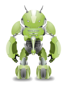 Green Android Robot Mech Character Clipart