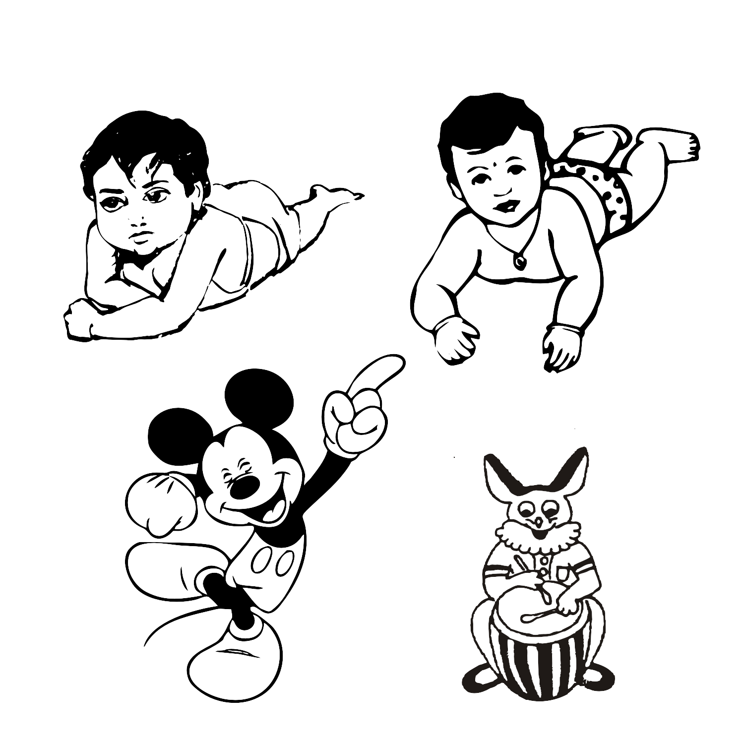 Vintage Black And White Sketch Illustrations Clipart