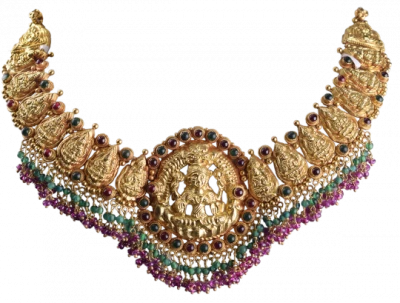 Traditional Gold Temple Jewelry Necklace Free PNG