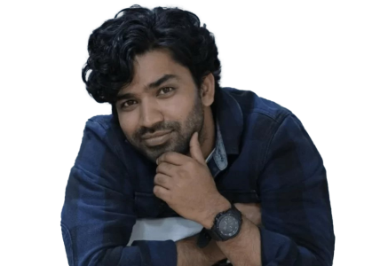 Young Indian Man Resting Chin Thoughtful Pose Free PNG