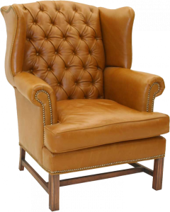 Classic Brown Leather Wingback Armchair Free PNG