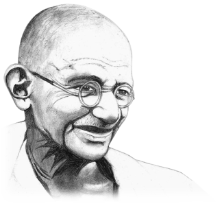 Mahatma Gandhi Pencil Sketch Portrait Clipart