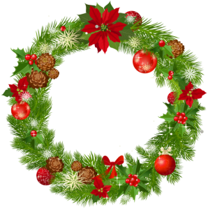 Festive Christmas Wreath With Red Ornaments Free PNG