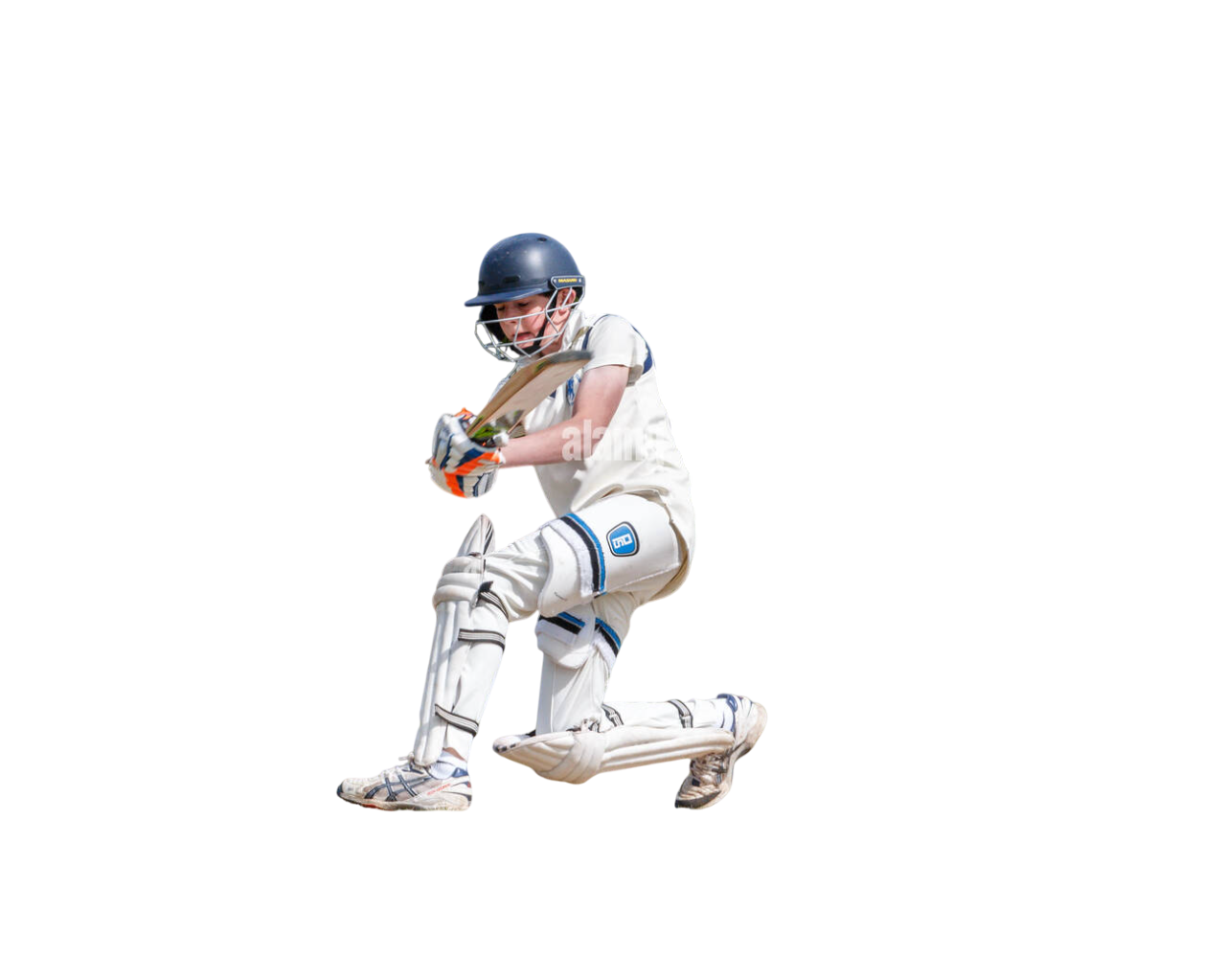 Young Cricket Player Batting Clipart