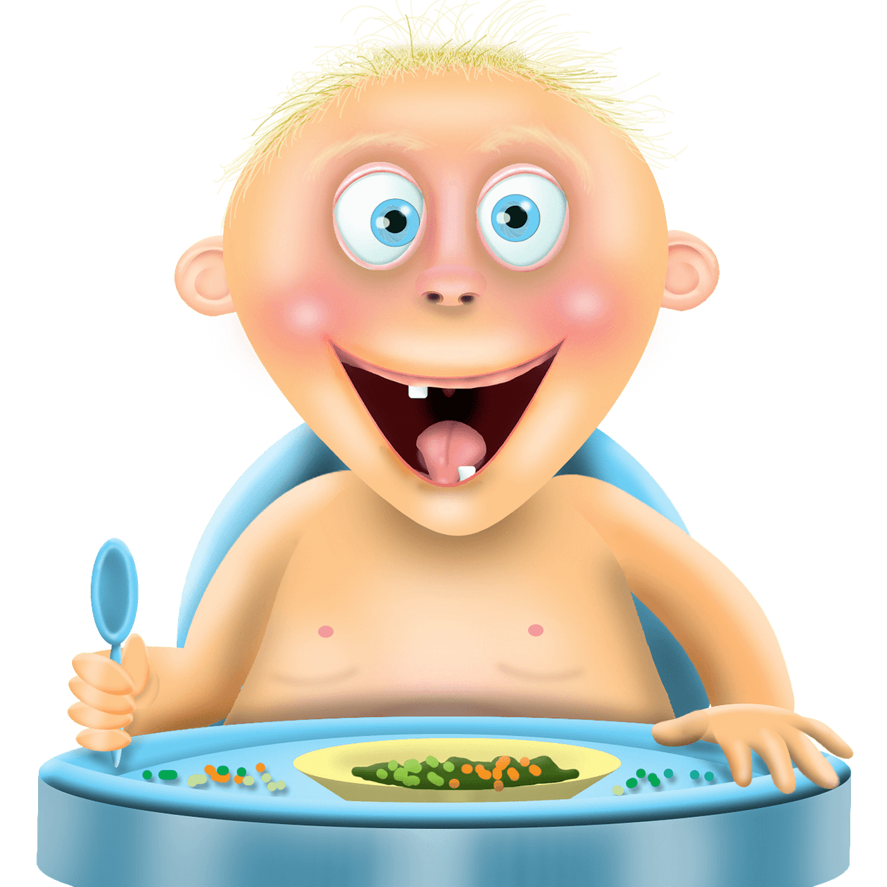 Smiling Cartoon Baby Eating Clipart