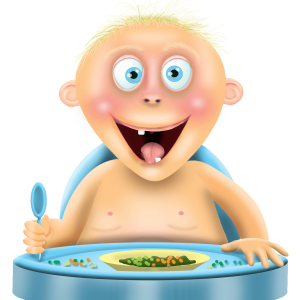 Smiling Cartoon Baby Eating Clipart