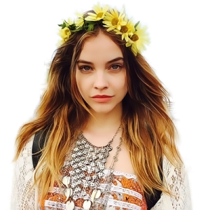 Beautiful Woman With Sunflower Crown PNG Image