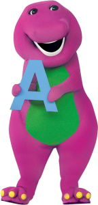 Barney The Dinosaur Holding Letter A Free PNG