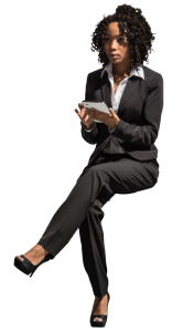 Businesswoman Sitting Using Tablet Clipart