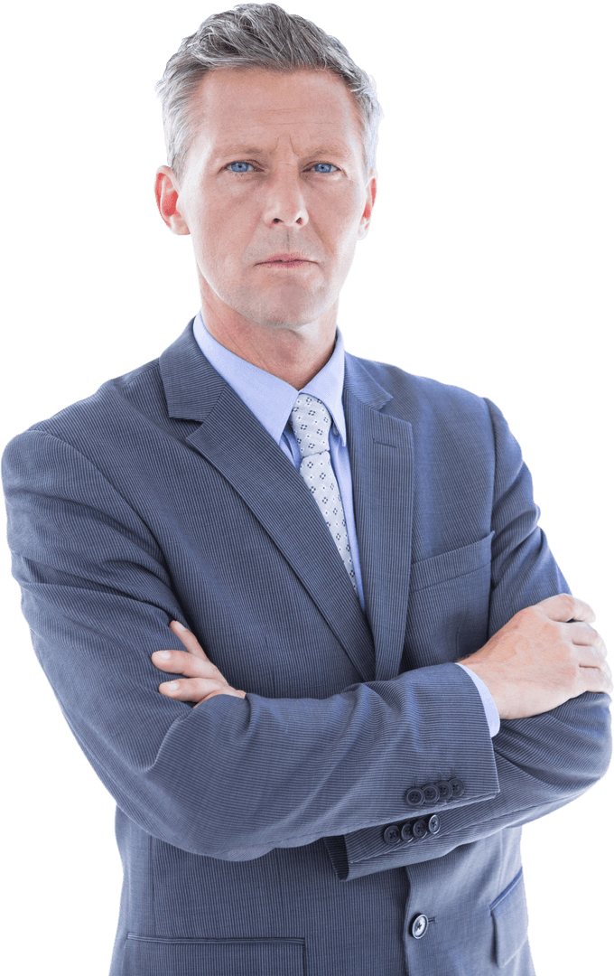 Middle Aged Businessman Arms Crossed Clipart