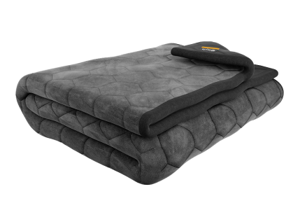 Folded Grey Quilted Blanket PNG Image