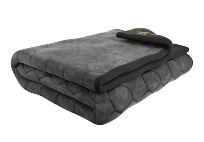 Folded Grey Quilted Blanket PNG Image