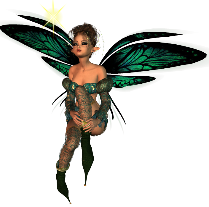 Dark Green Fairy Character Clipart