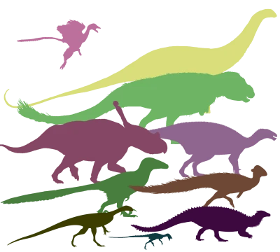 Colorful Dinosaur Silhouettes Free PNG