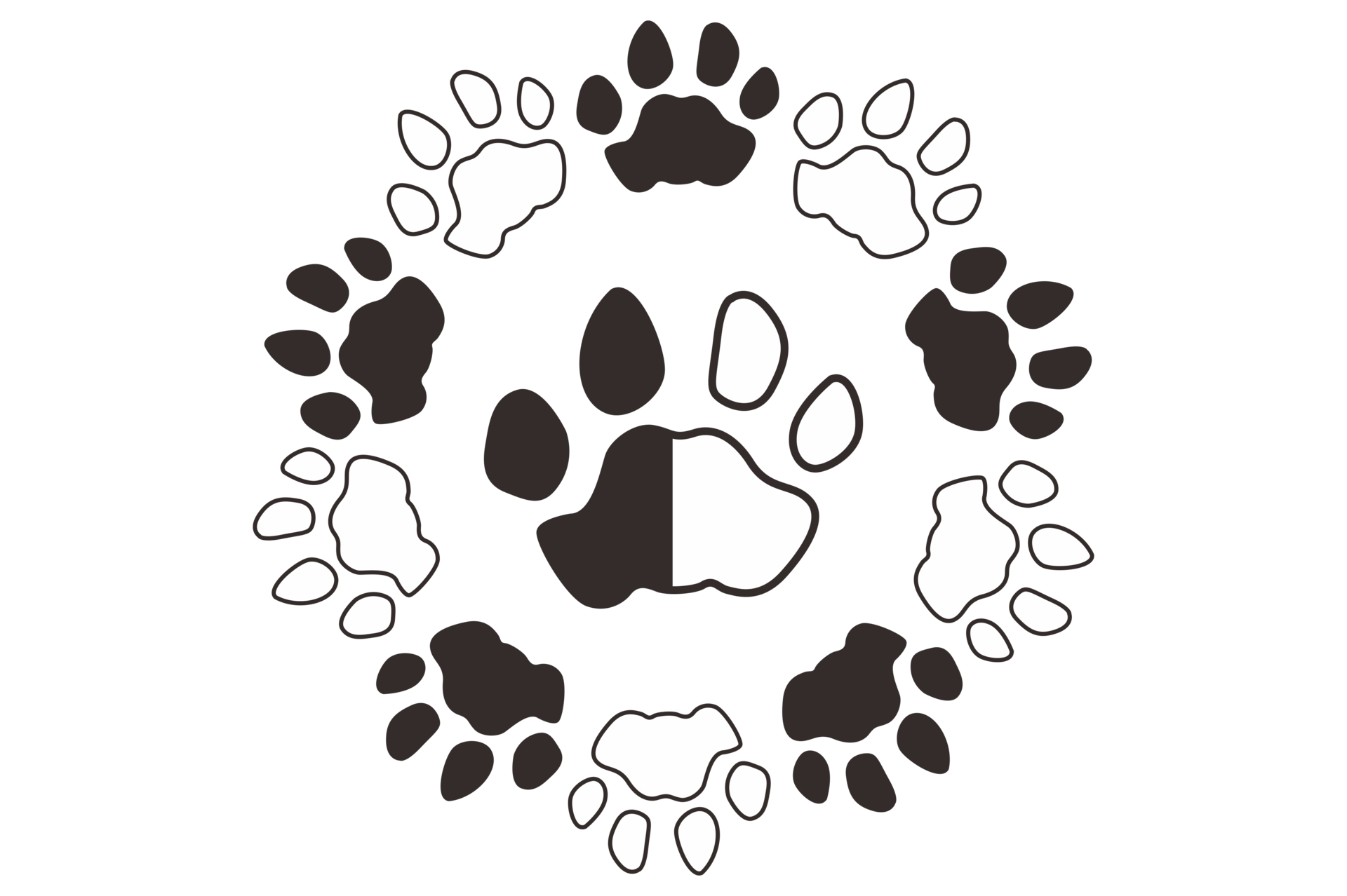 Animal Paw Prints Circle Clipart