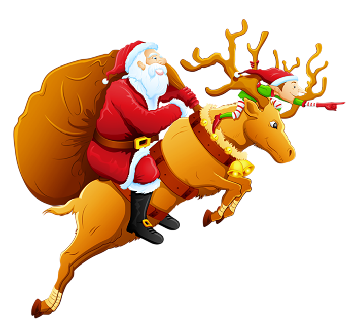 Santa Riding Reindeer Clipart