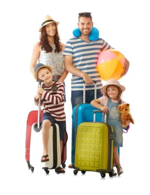 Happy Family Going On Vacation Luggage Free PNG