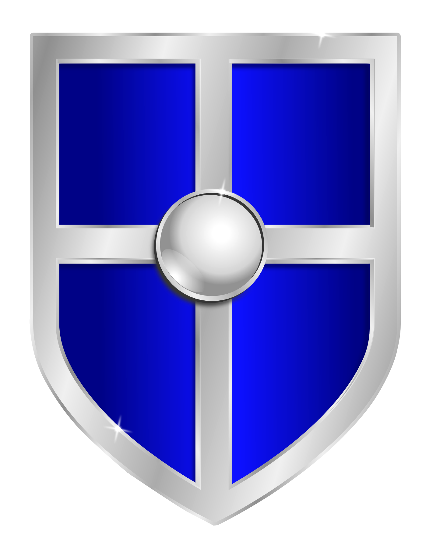 Blue Silver Protection Shield PNG Image