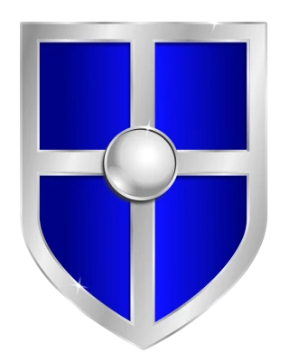 Blue Silver Protection Shield PNG Image