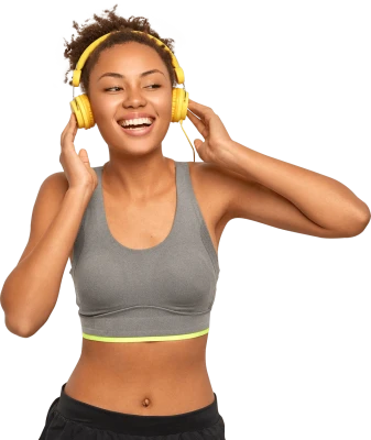 Happy black woman fitness Free PNG