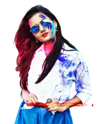 Indian woman playing Holi colors PNG Image