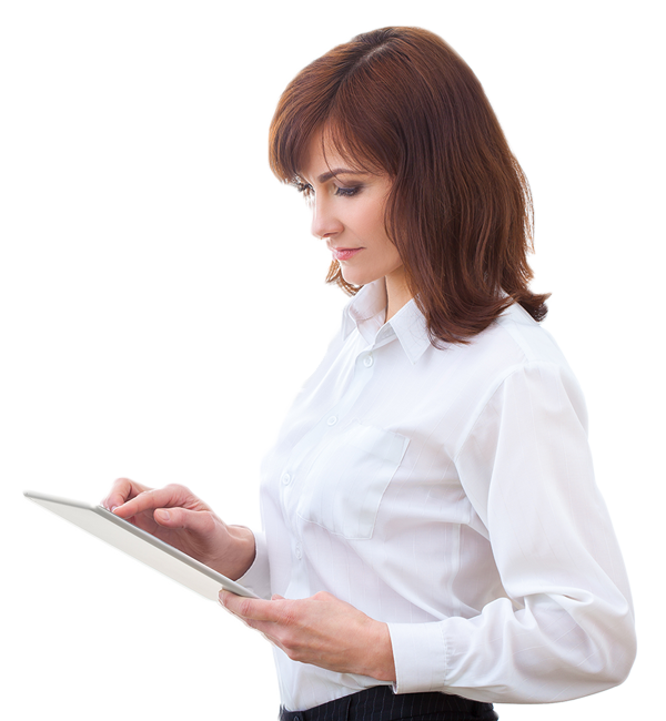 Businesswoman using digital tablet PNG Image