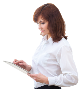 Businesswoman using digital tablet PNG Image