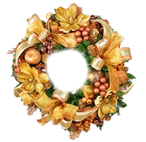 Gold Christmas wreath garland Clipart Free