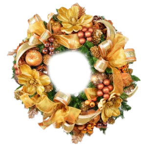 Gold Christmas wreath garland Clipart Free