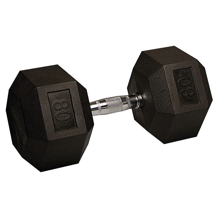 80 lbs Black Dumbbell PNG Image