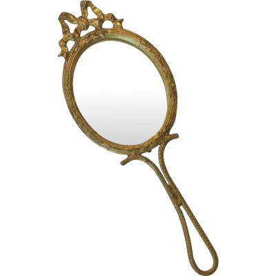 Ornate Gold Hand Mirror PNG Image