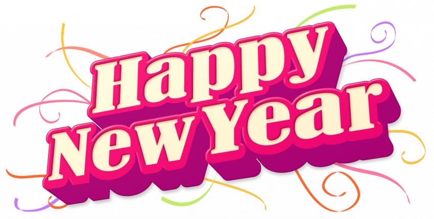 Happy New Year 3D Pink Text Clipart