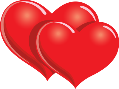 Two Overlapping Red 3D Hearts PNG Image
