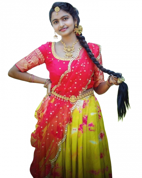 Indian Girl Half Saree Clipart