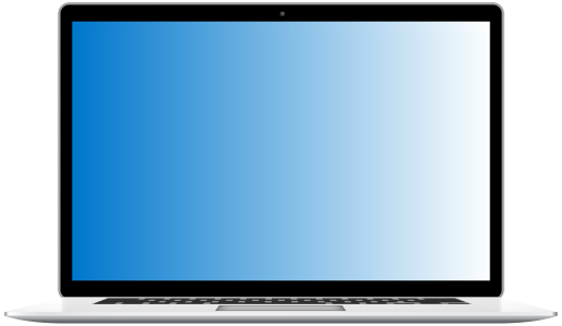 Front Facing Modern Silver Laptop With Blue Screen PNG Image