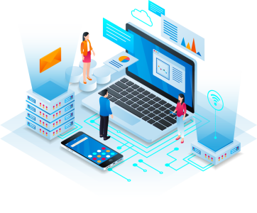 Isometric Web Design Server And Laptop Illustration Transparent Background