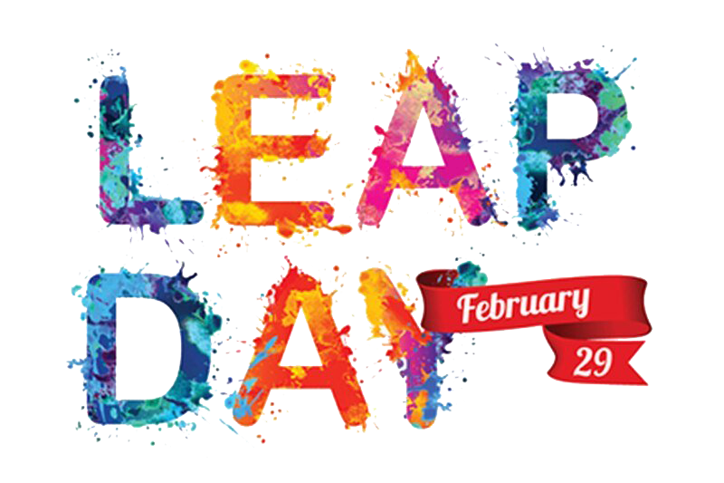 Leap Day February 29 Colorful Splash Typography Clipart