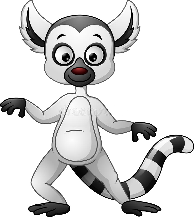 Cute Smiling Cartoon Lemur Animal Clipart