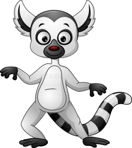 Cute Smiling Cartoon Lemur Animal Clipart