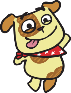 Cute Smiling Cartoon Dog Mascot Character PNG Image