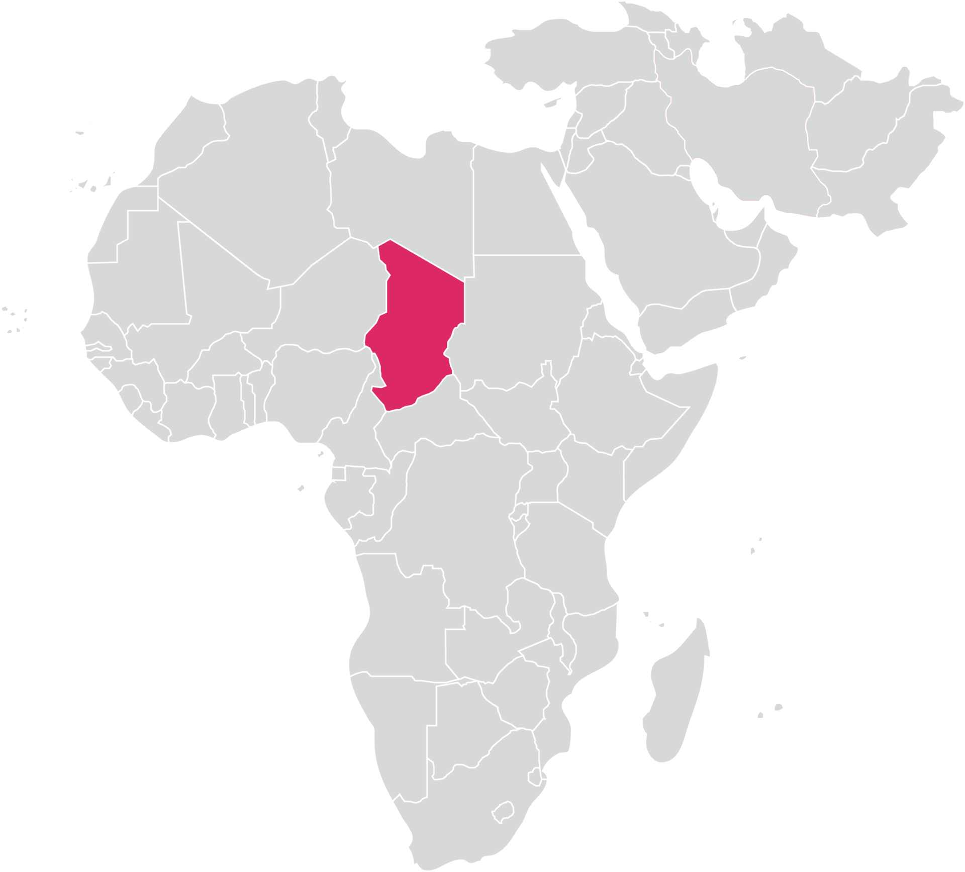 Map Of Africa Continent With Chad Highlighted In Red Clipart