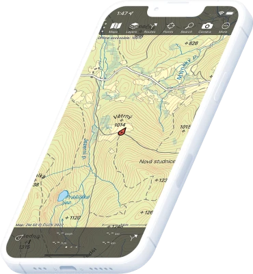 Smartphone Displaying Topographic GPS Navigation Map App PNG Image