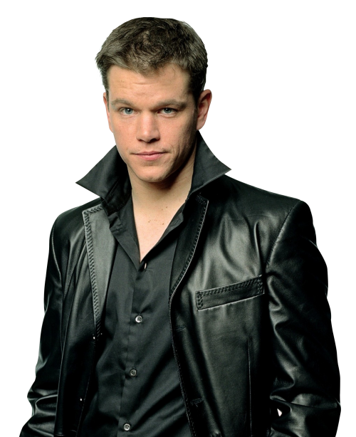 Actor Matt Damon In Black Leather Jacket Portrait Clipart