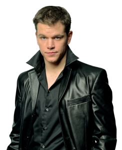 Actor Matt Damon In Black Leather Jacket Portrait Clipart