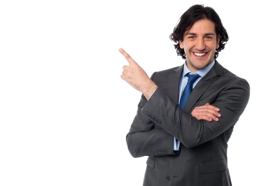 Corporate Businessman Pointing Finger Hand Gesture Transparent Background