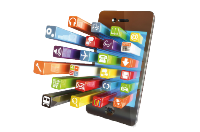 3D Smartphone with Colorful App Icons Clipart
